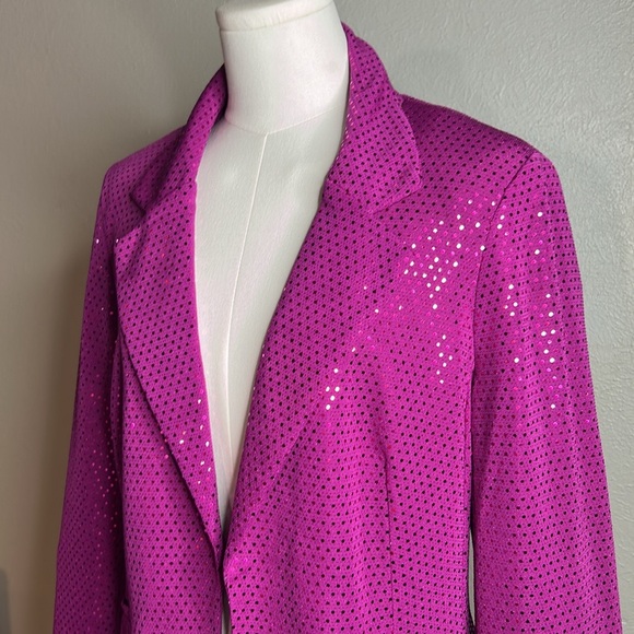 JM Studio by John Meyer Fuchsia Sequin Blazer Jacket Sz M Women’s NWT MSRP $139 - Picture 4 of 13